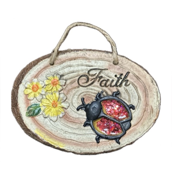 Accents | Faith Ladybug Flower On Treecut Rings Like Background Wall ...
